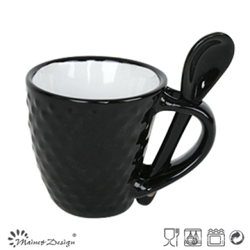 8oz Mug with Spoon with Engraved Dots